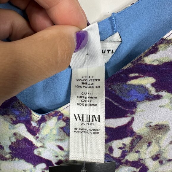 NWT White House Black Market Reversible Dual Neck Cami Floral Very Peri #WHBM30 - Picture 6 of 11